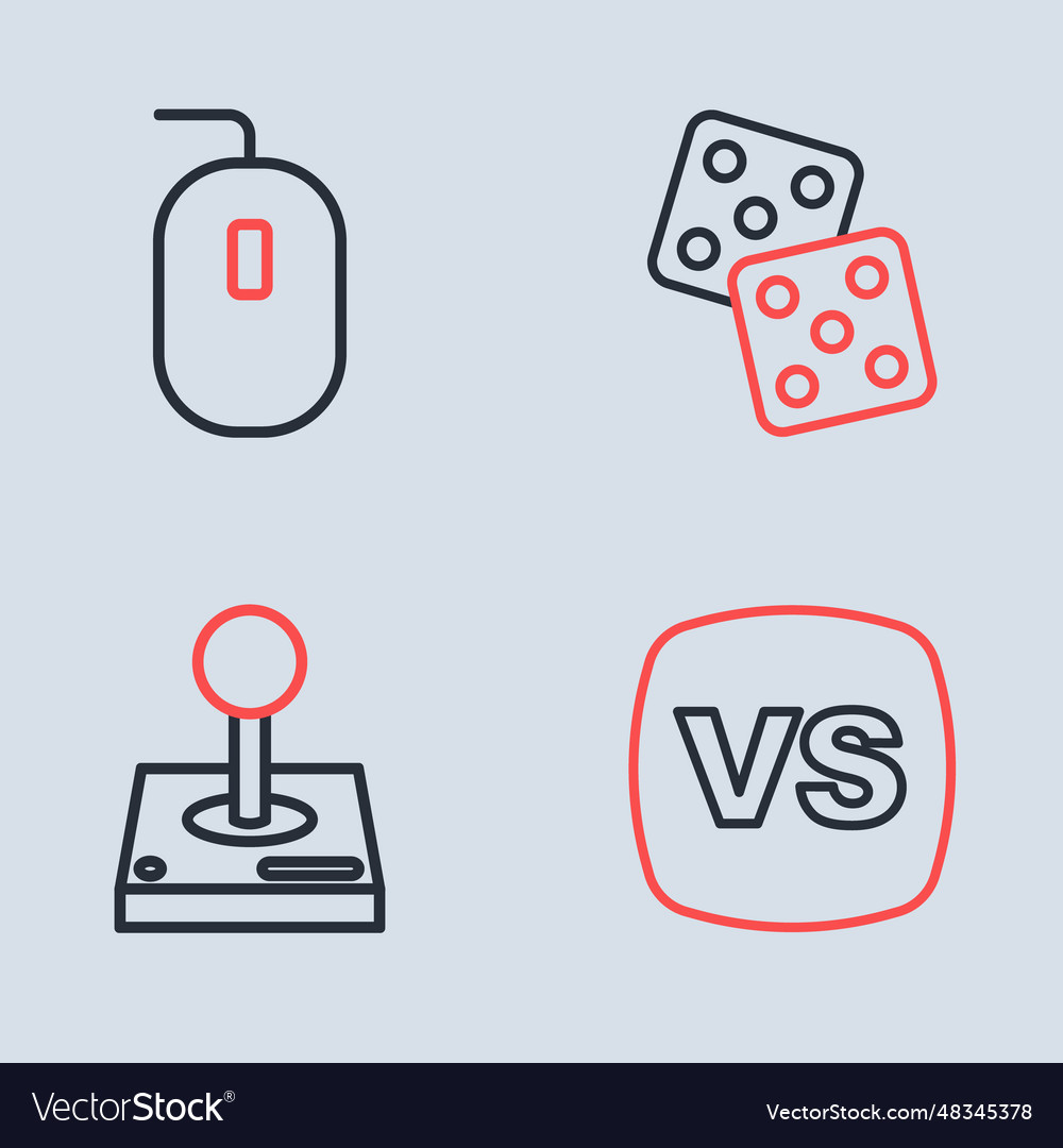 Set line game dice joystick for arcade machine vs vector image Set line game dice joystick for arcade machine vs