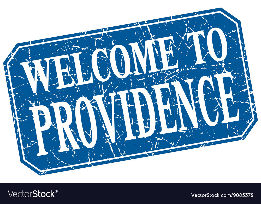 Welcome to providence blue square grunge stamp