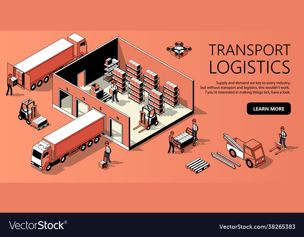 3d isometrische Standortvorlage - Transportlogistik