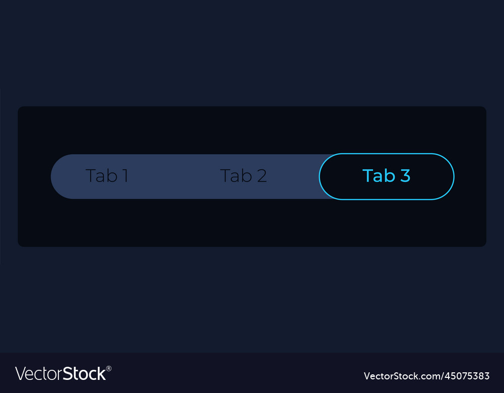 Aktive dritte Registerkarte in Menüleiste ui Element Vorlage vector image Aktive dritte Registerkarte in Menüleiste ui Element Vorlage
