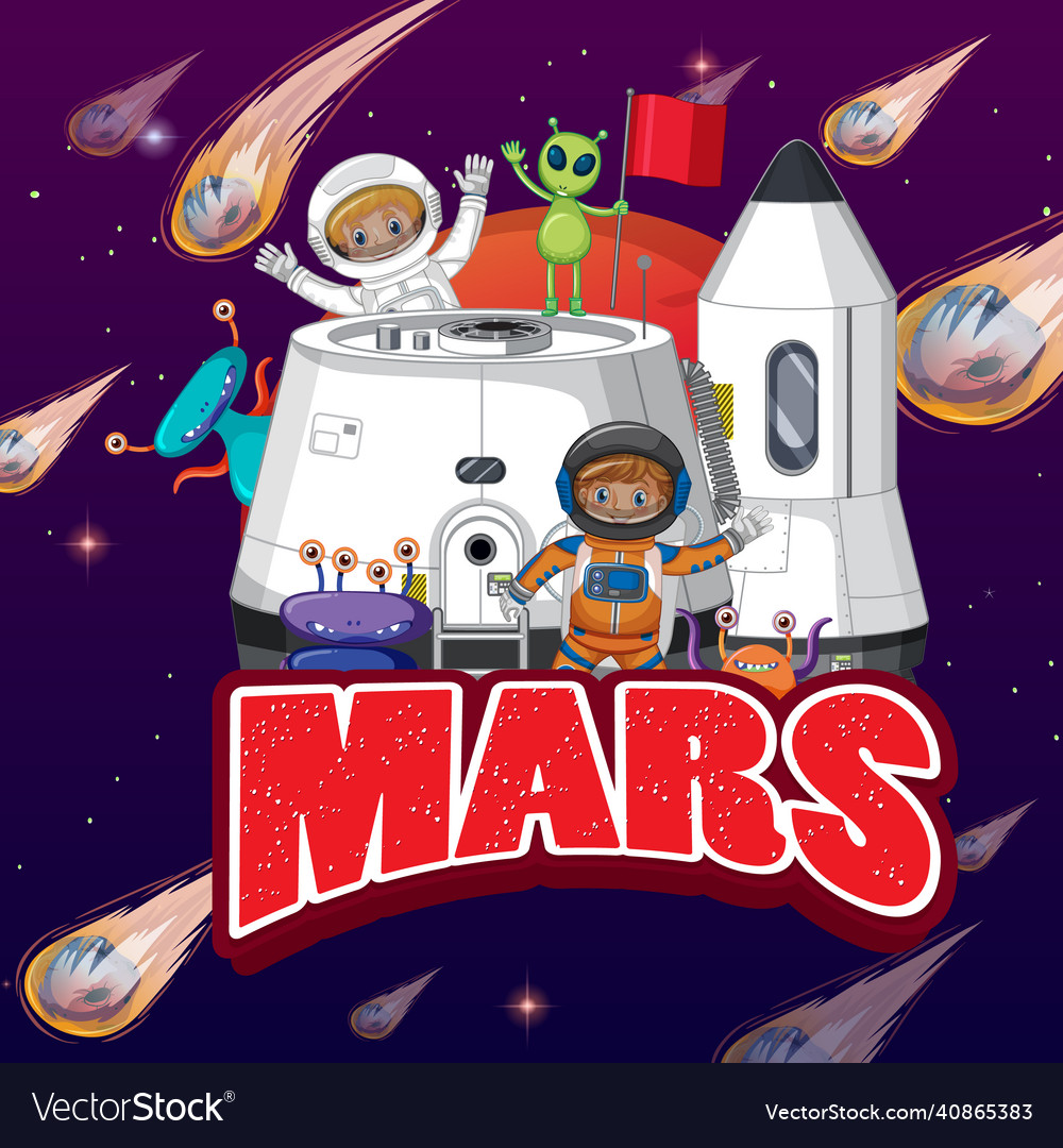 Astronaut kid and alien cartoon poster Royalty Free Vector