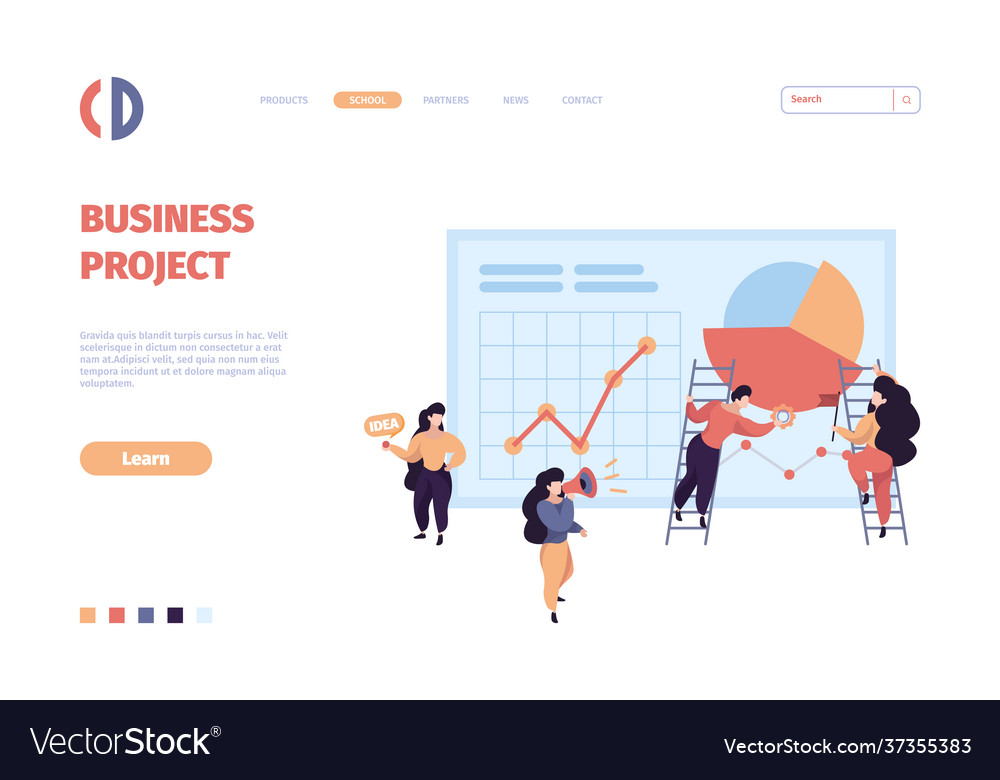 Business landing managing marketing processes Vector Image