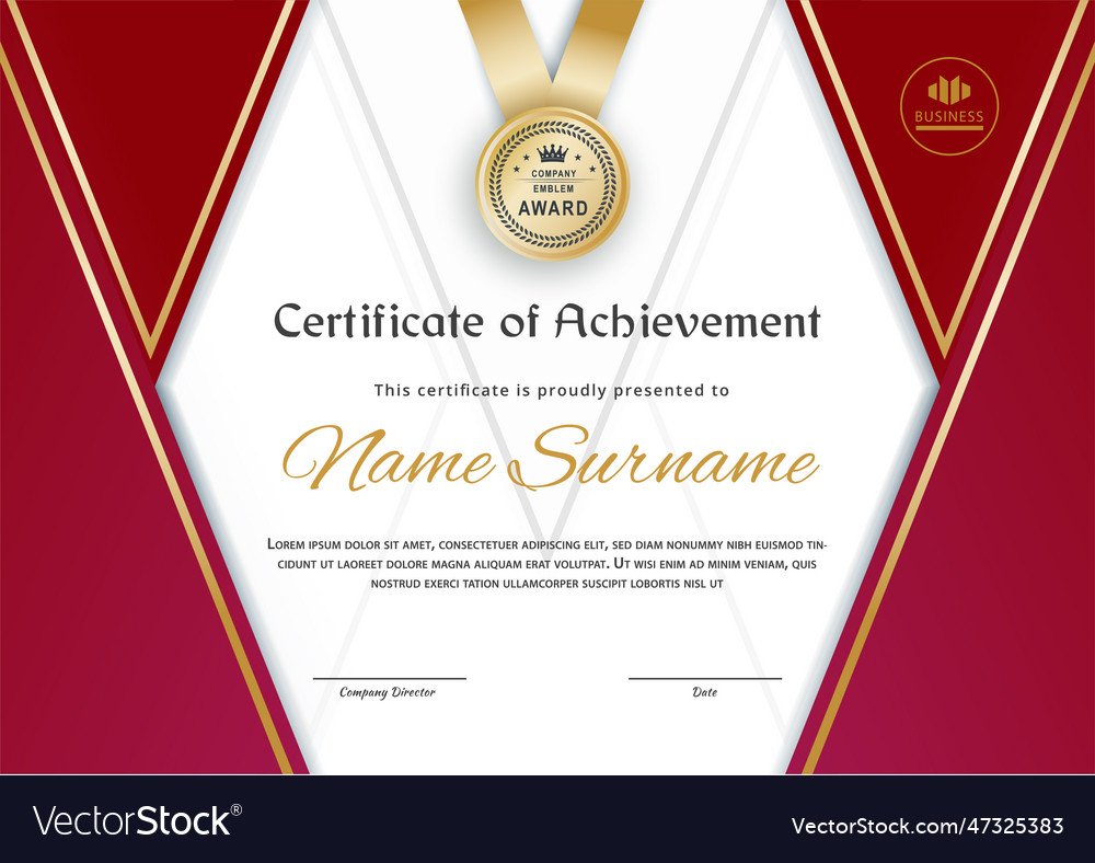 Certificate blank red gradient triangles on white Vector Image