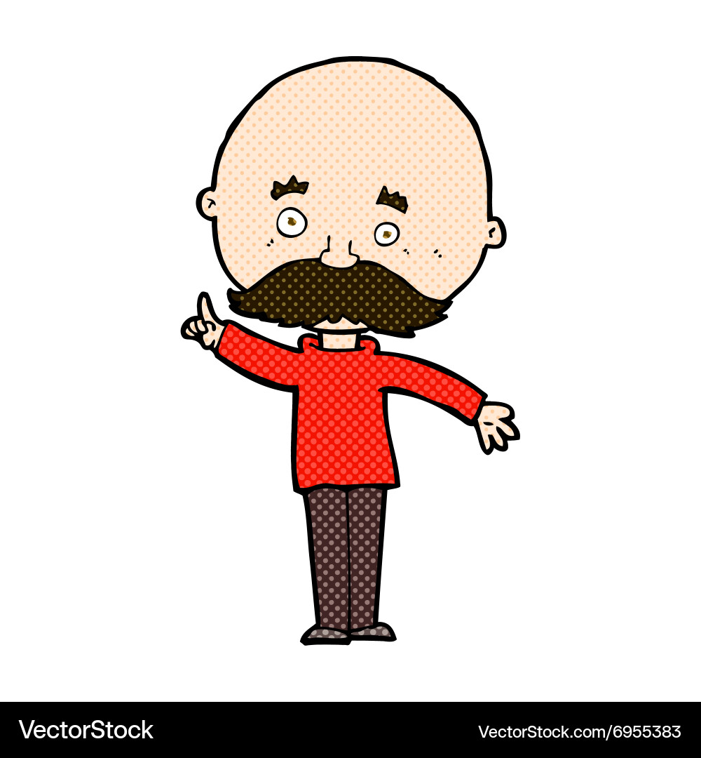 Comic Cartoon Bald Man With Idea Royalty Free Vector Image