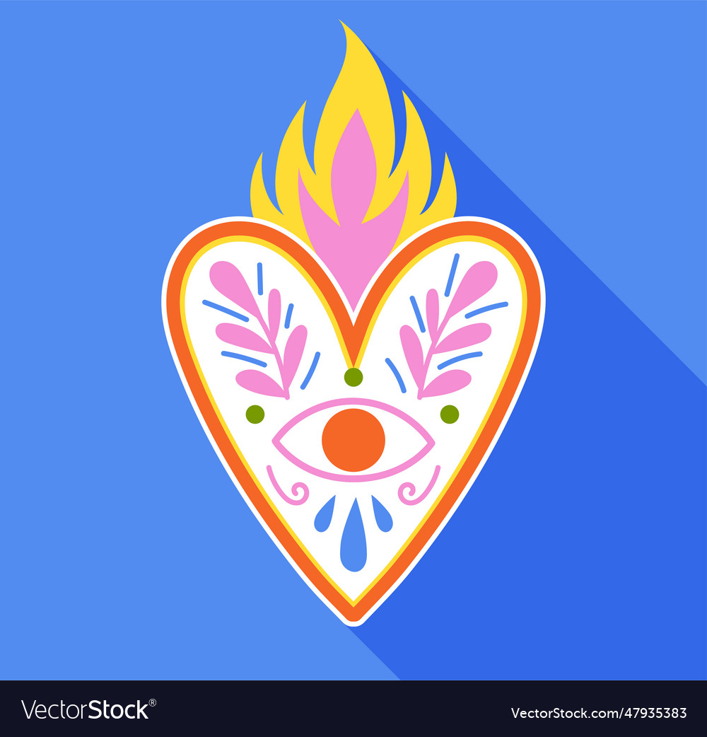 Dia de los muertos colorful heart concept Vector Image