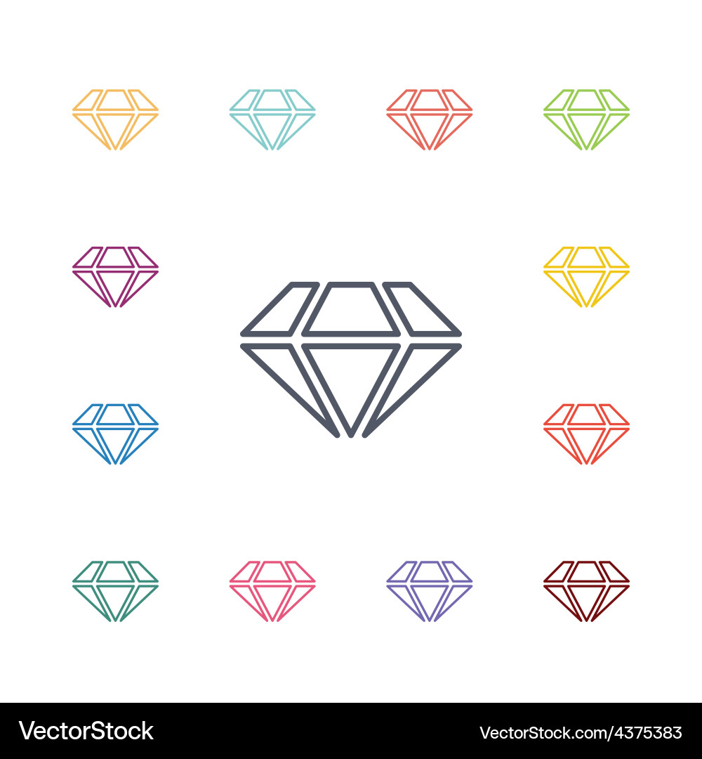 Diamond flat icons set Royalty Free Vector Image