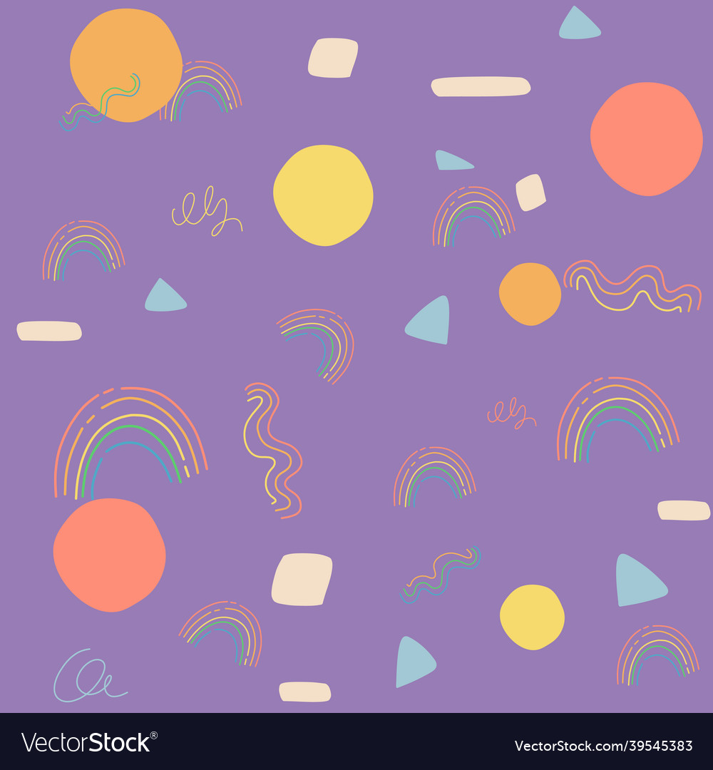 Doodle rainbow contemporary abstract shapes