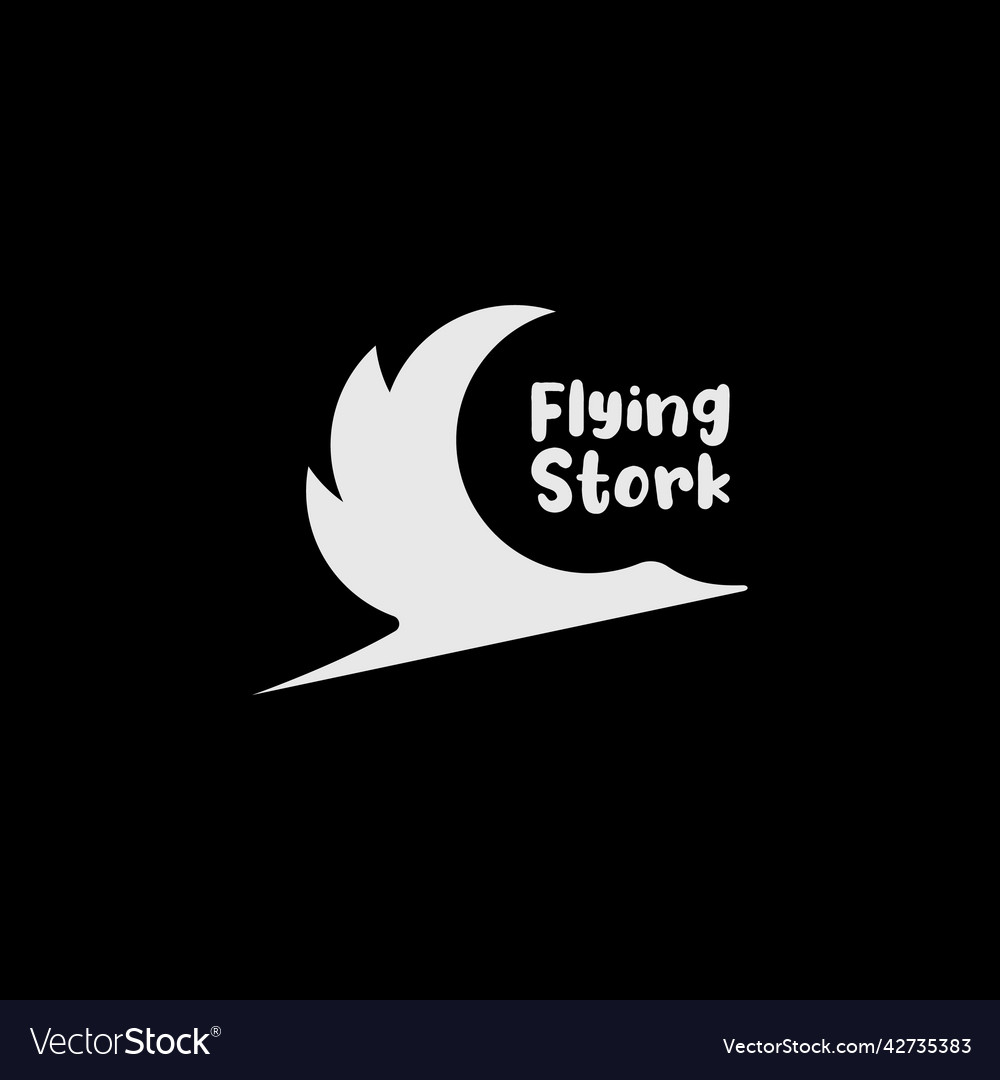 Flying heron or stork logo silhouette