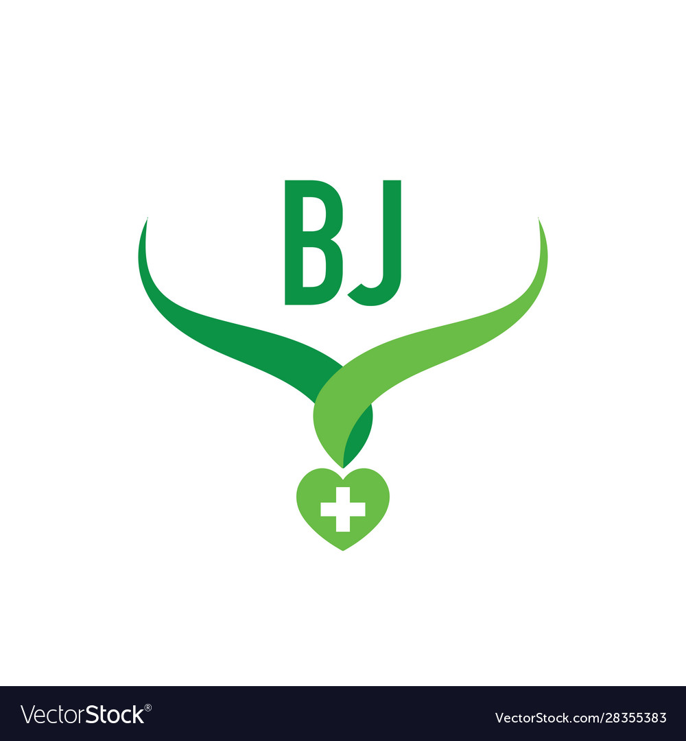 Initial letter bj creative health green logo