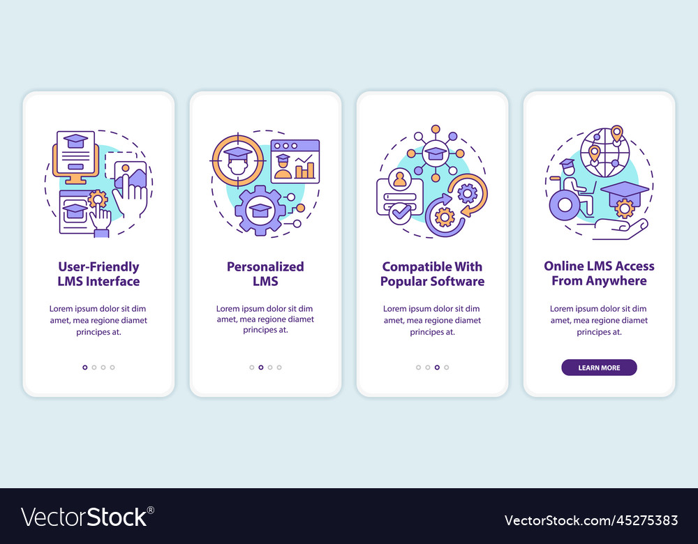 Learning management system features onboarding vector image Learning management system features onboarding