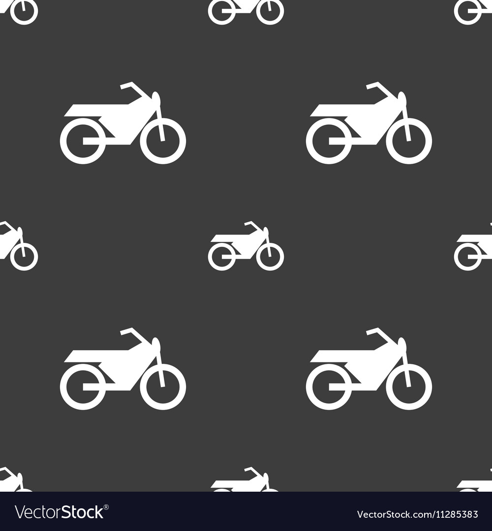 Motorbike icon sign seamless pattern on a gray