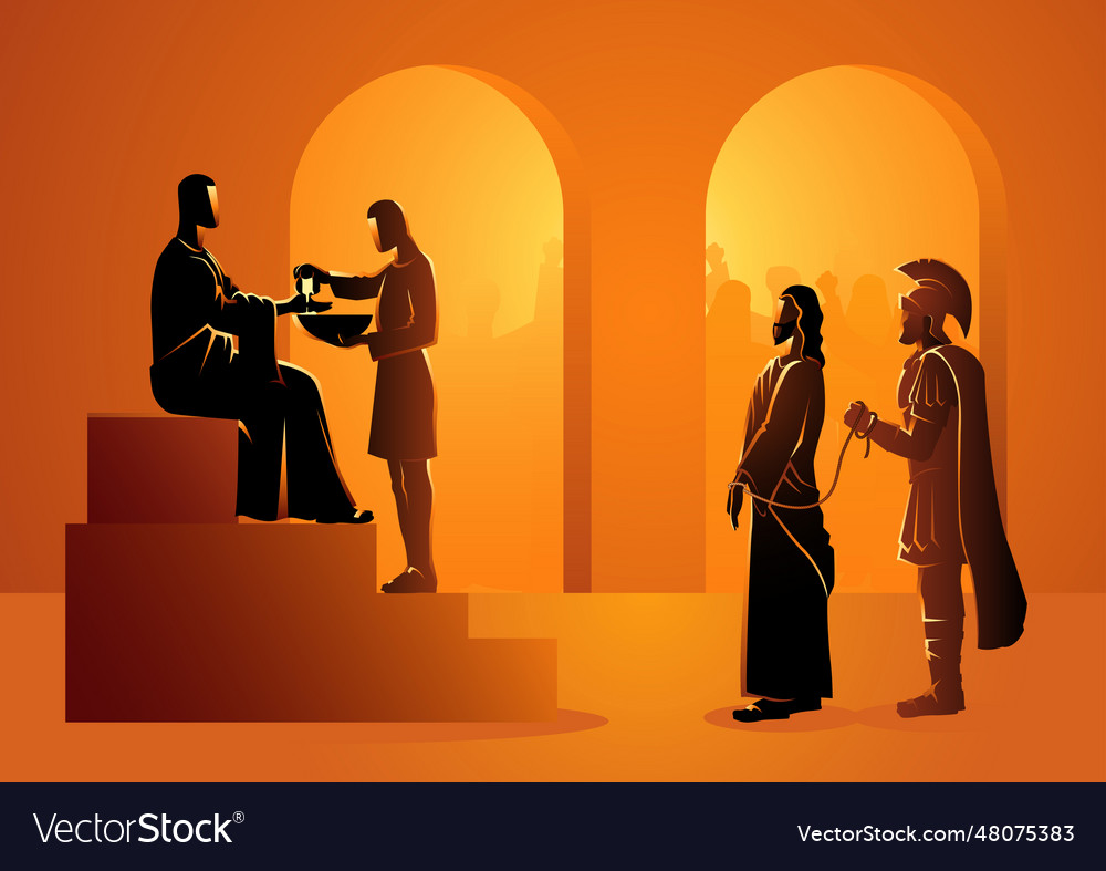 Pilate condemns jesus to die Royalty Free Vector Image