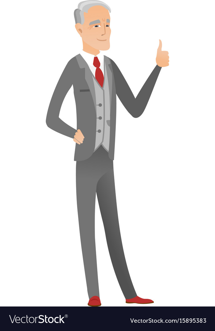 Senior caucasian businessman giving thumb up Vector Image