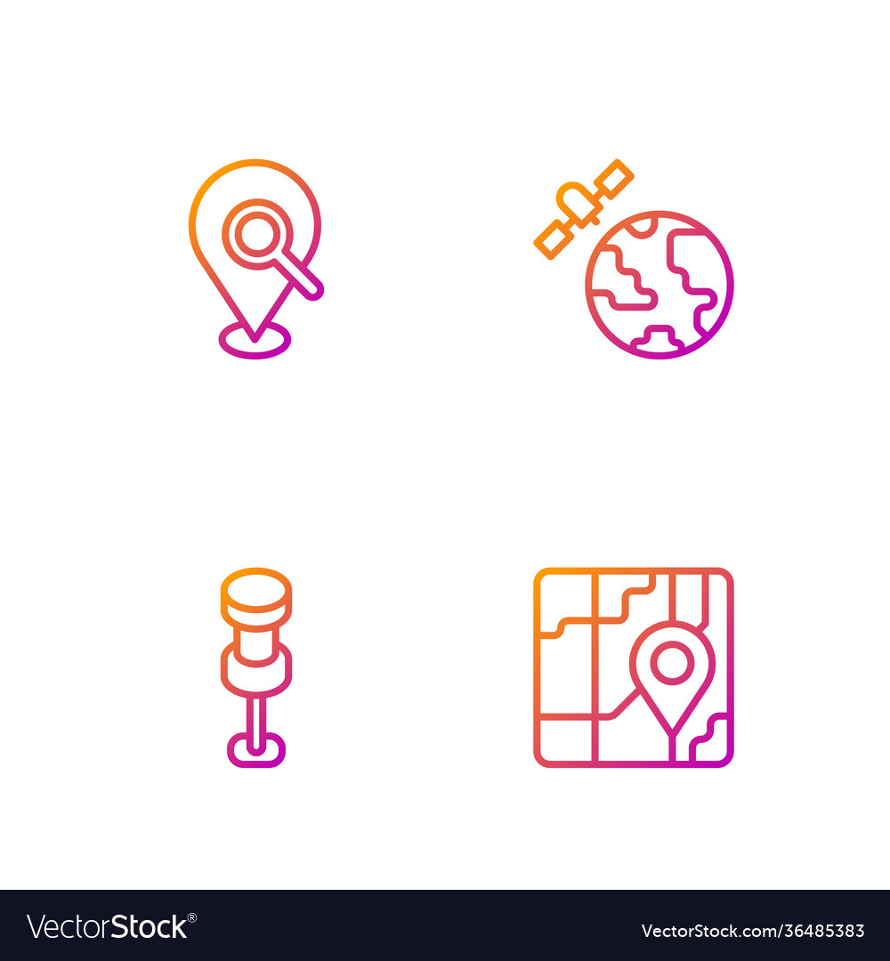 Set line city map navigation push pin search vector image Set line city map navigation push pin search