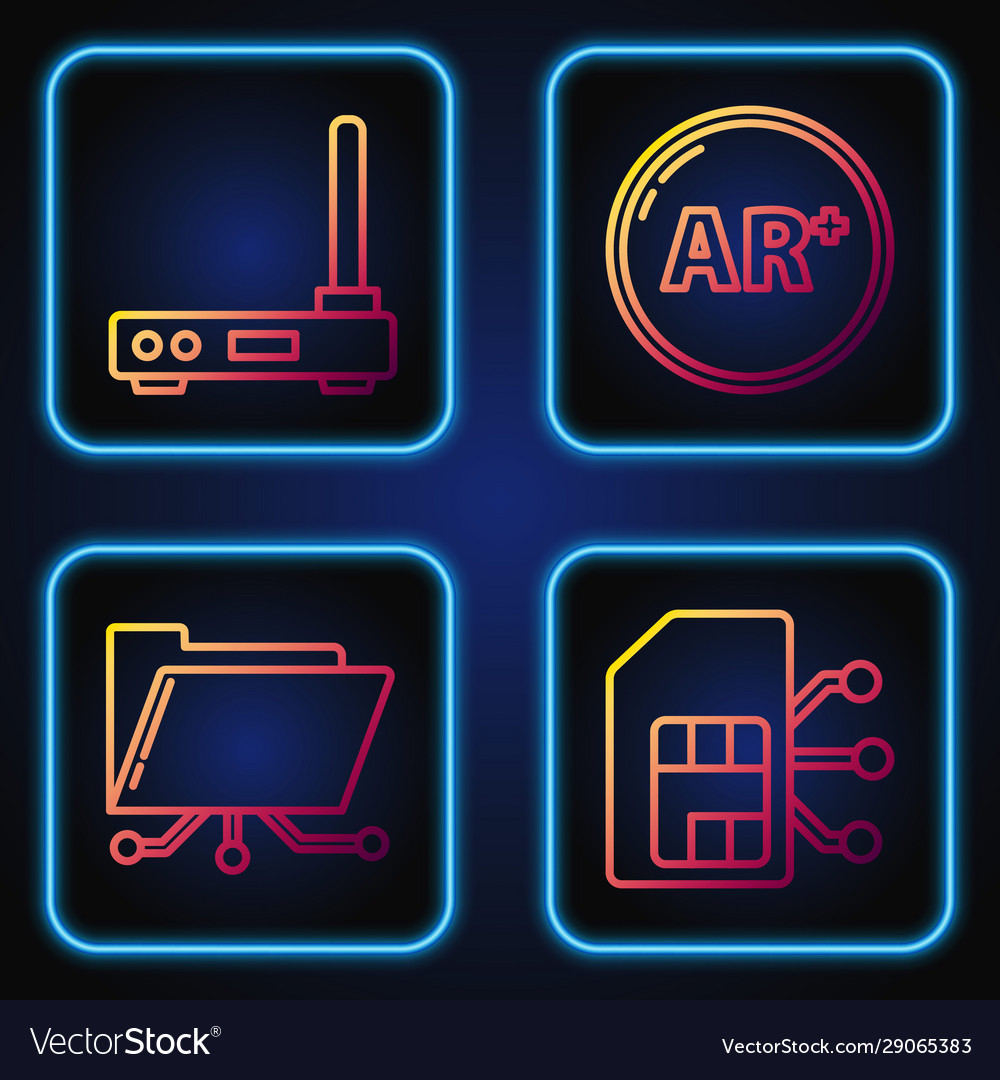 Set line sim card folder and lock router wi vector image Set line sim card folder and lock router wi