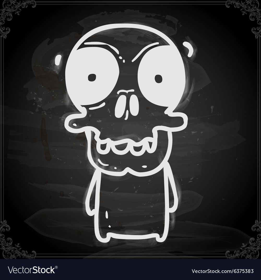 Skeleton drawing on chalk board Royalty Free Vector Image