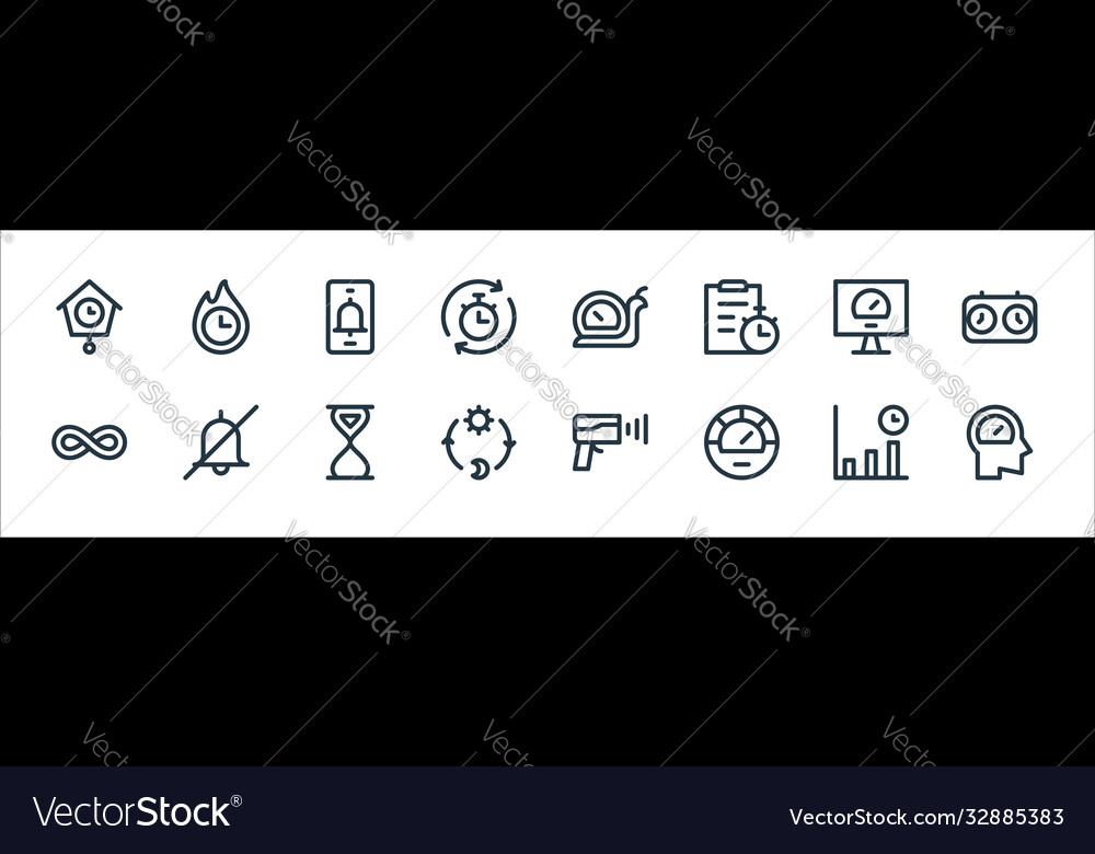 Speedometer and time line icons linear set vector image Speedometer and time line icons linear set