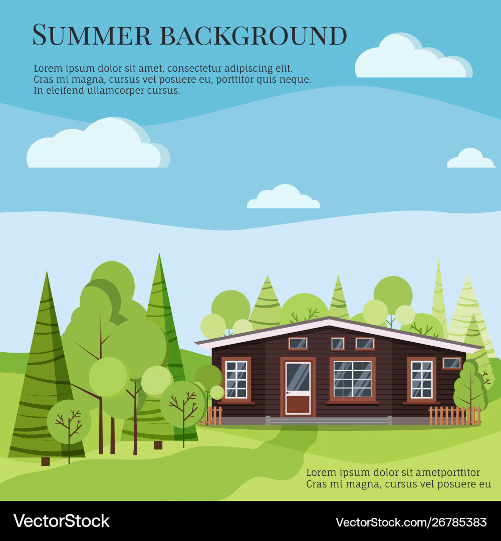 Summer Or Spring Landscape Banner Background With Vector Image