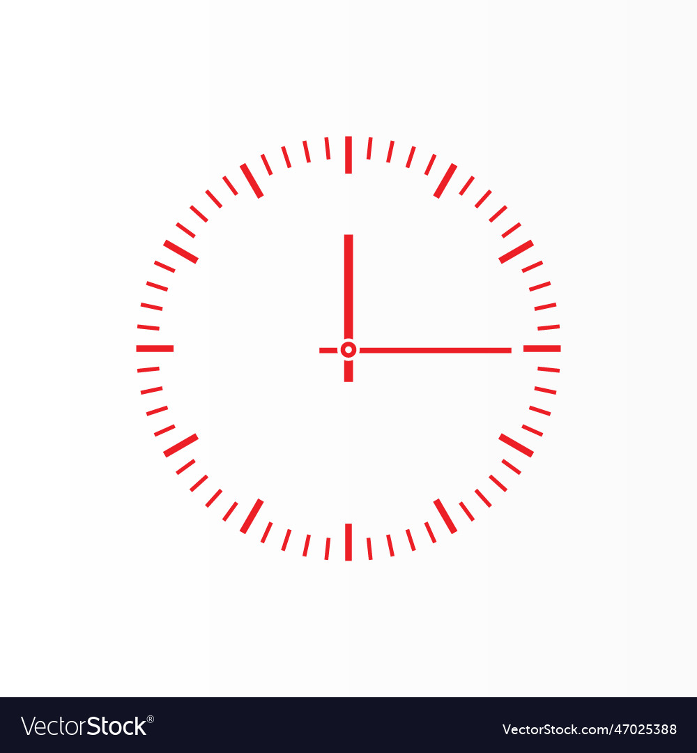 Abstract simple red and white clock icon time vector image Abstract simple red and white clock icon time