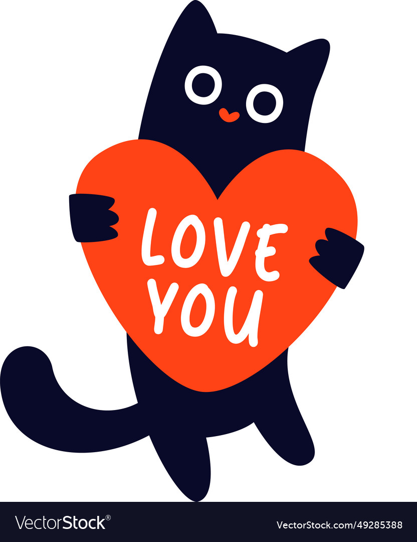 Cat with heart cartoon Royalty Free Vector Image