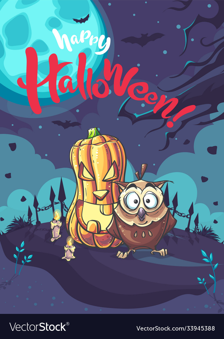 Happy halloween background with owl Royalty Free Vector