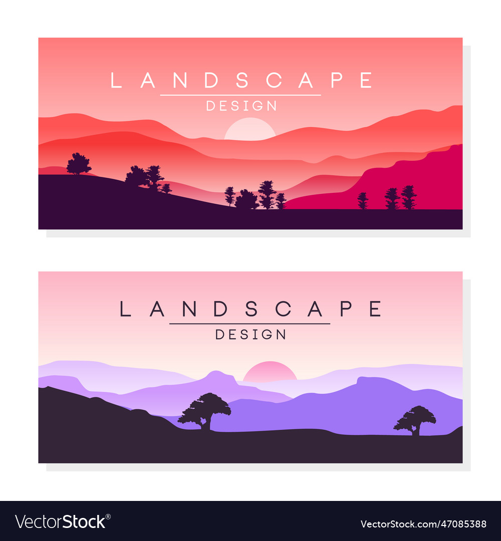 Landscape design horizontal banner templates set