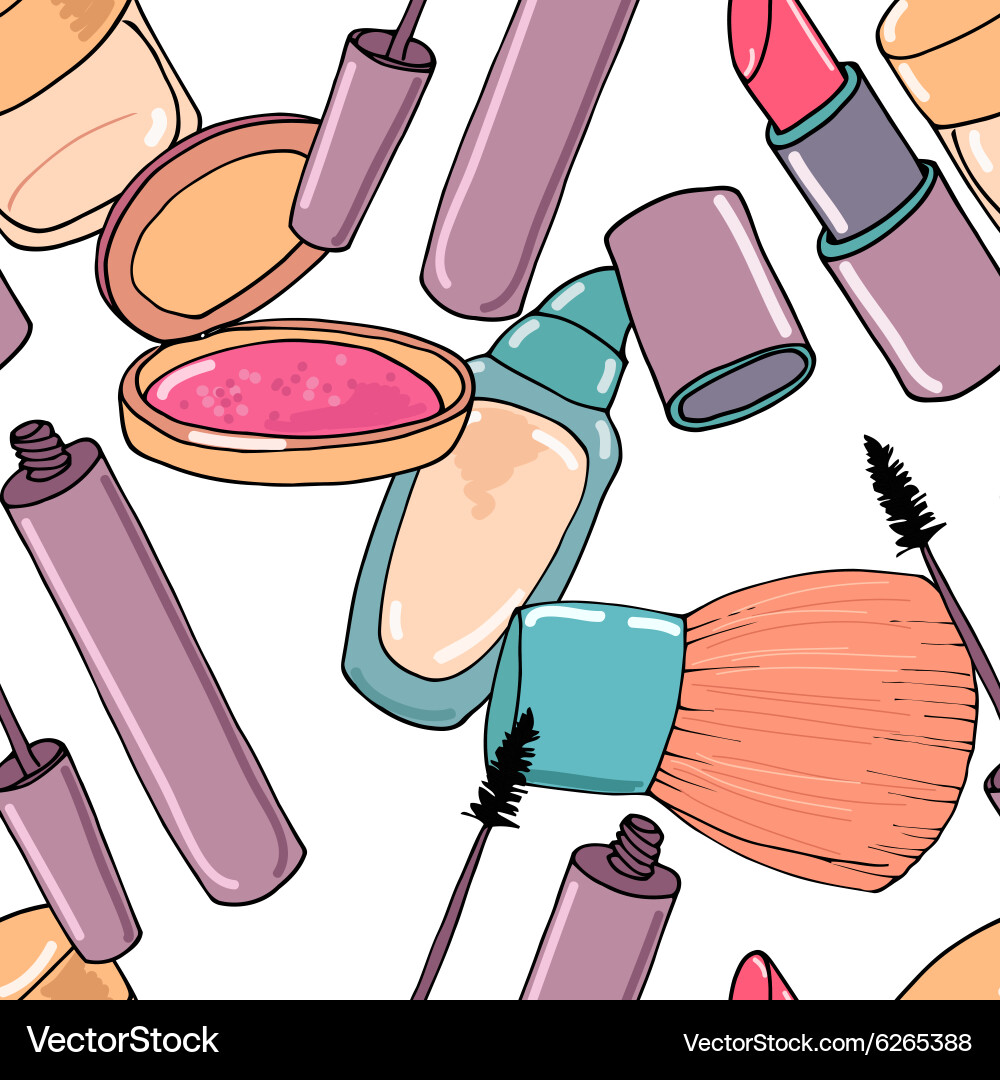 Makeup Pattern Vector Makeup seamless pattern Royalty Free Vector Image