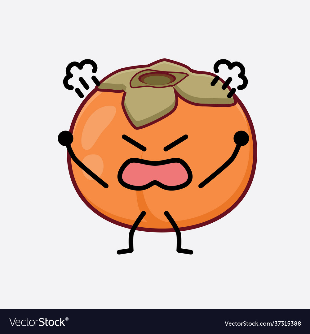 Persimmon fruit cute character with simple face