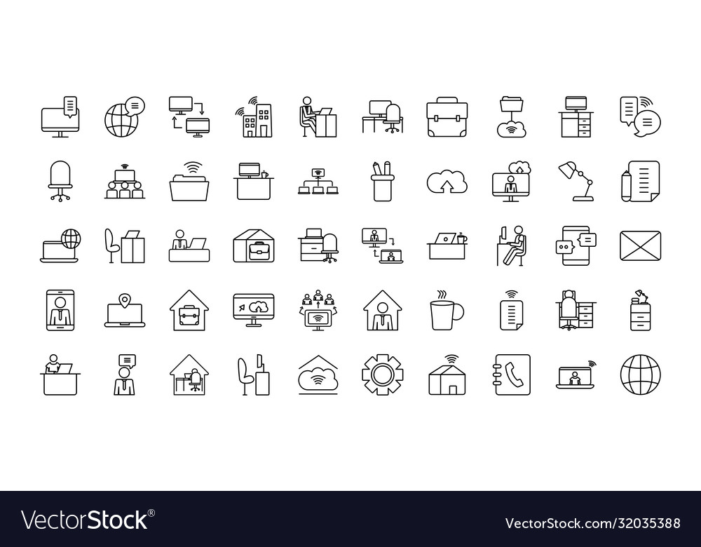 Pictograph people and work icon set line style