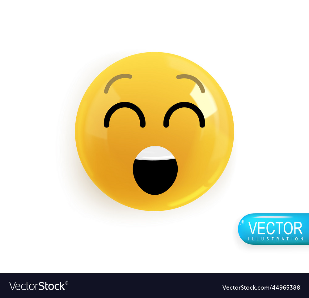 Realistic 3d icon emoji face render of yellow