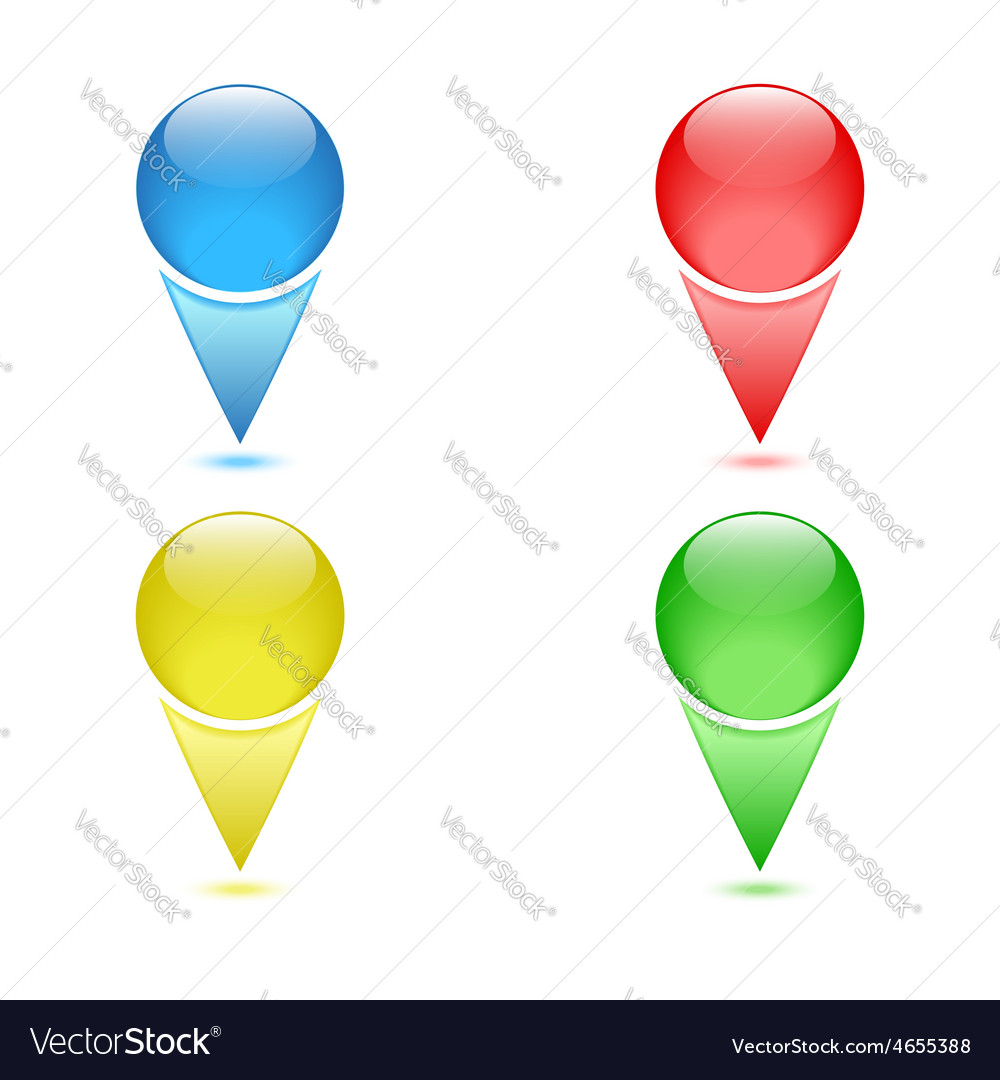 Set of colored checkpoints navigation pins