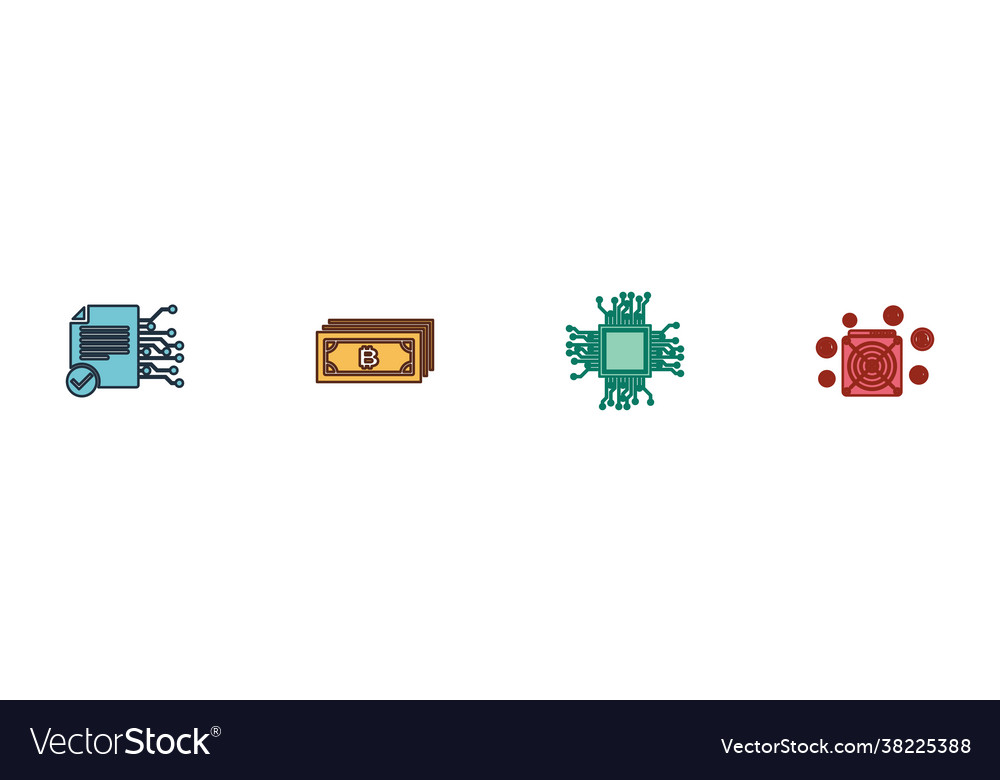Set smart contract cryptocurrency bitcoin vector image