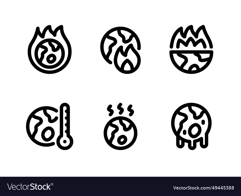 Simple set of global warming related line icons