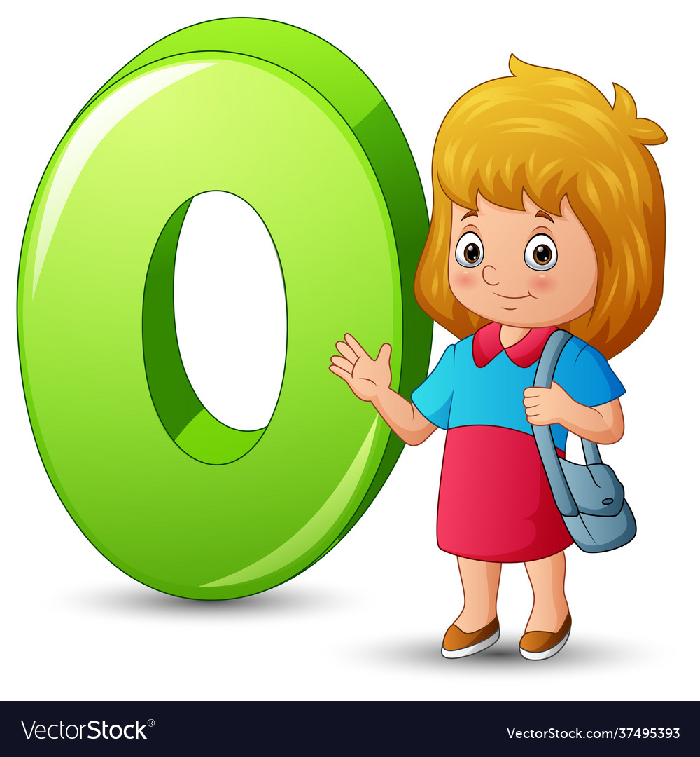 Alphabet o with a school girl