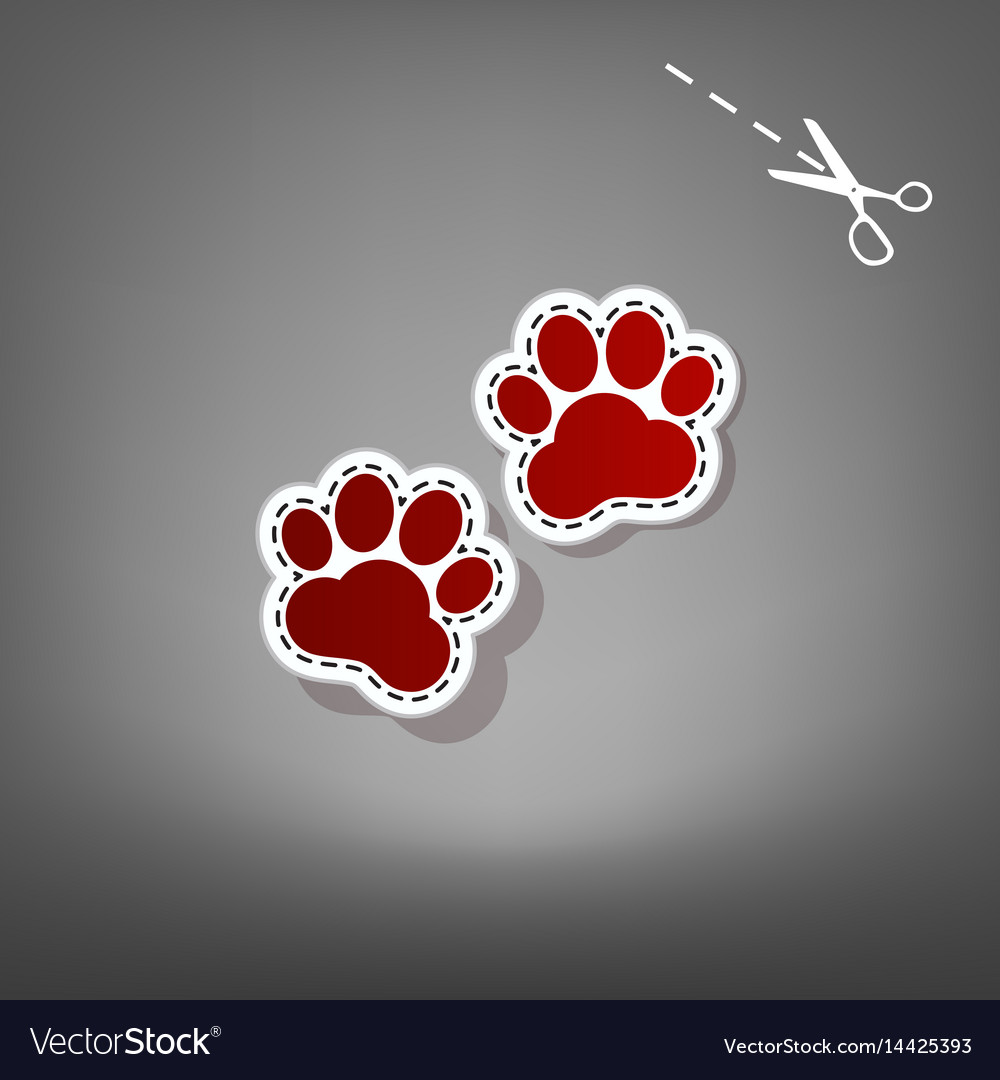 Animal tracks sign red icon