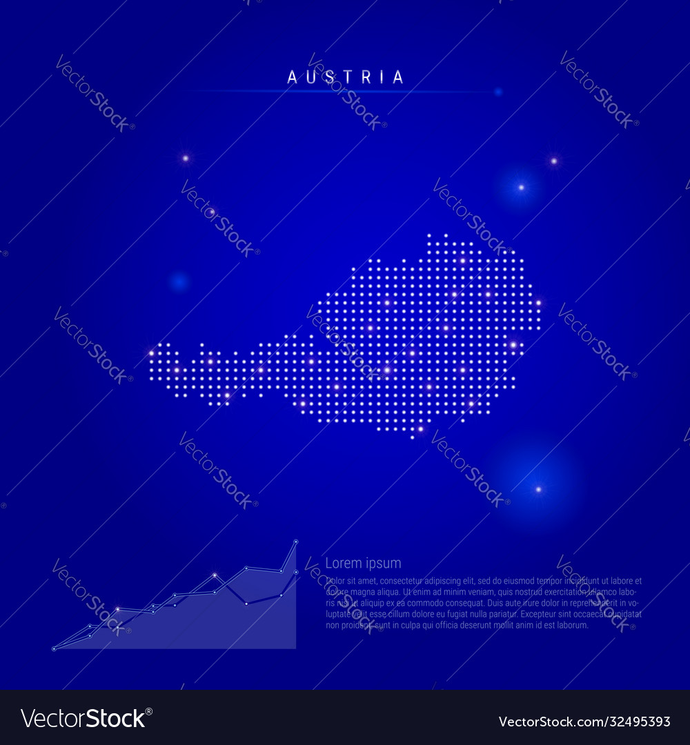 Austria illuminated map with glowing dots dark