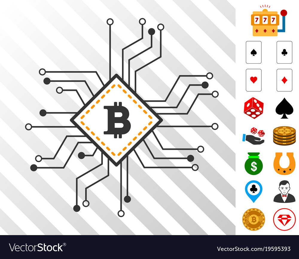 Bitcoin processor circuit icon with bonus