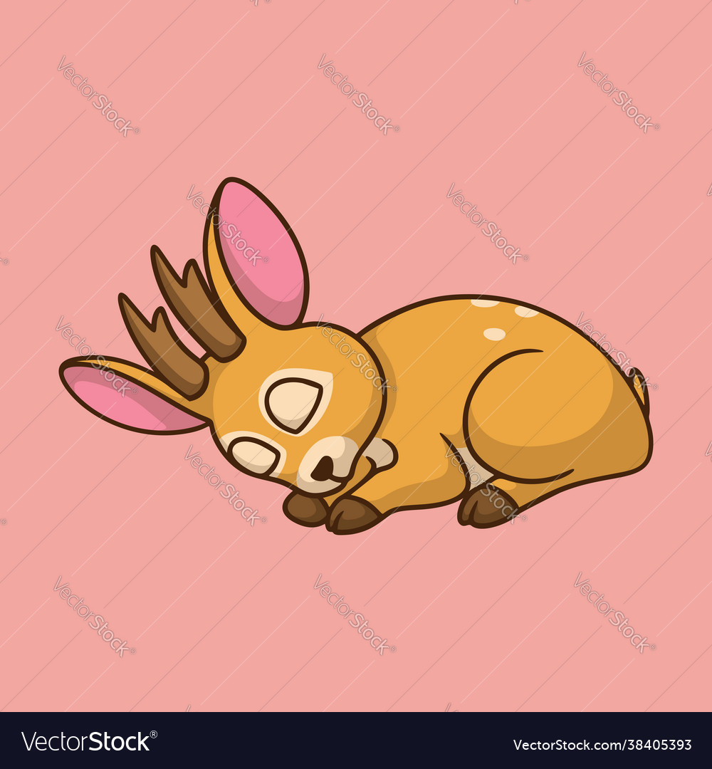 Cartoon animal design sleeping deer cute mascot