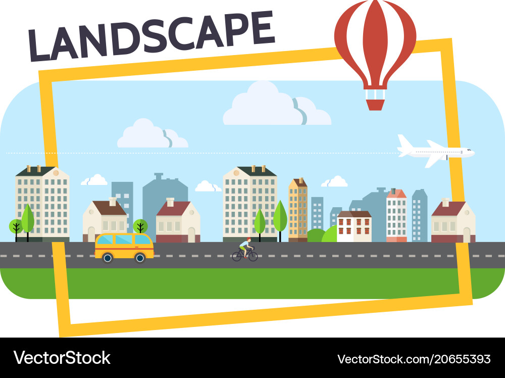 Flat city landscape composition Royalty Free Vector Image