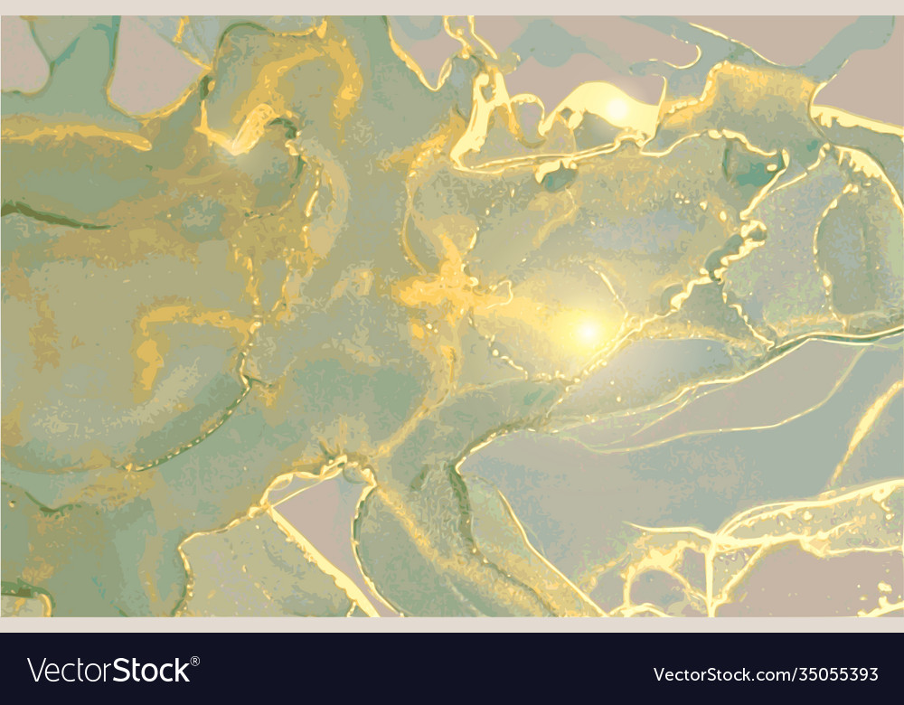Green grey green and gold stone marble texture vector image