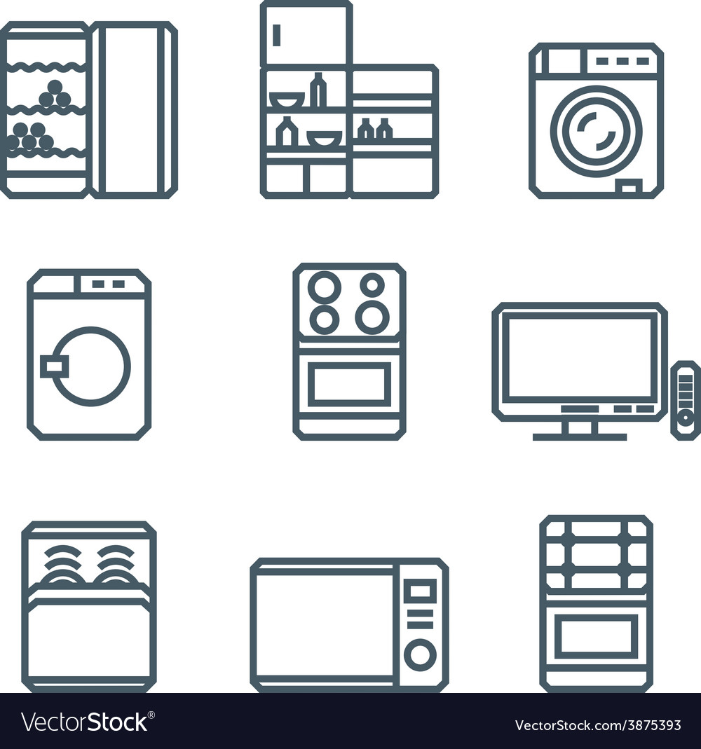 Home appliances modern linear concept Royalty Free Vector