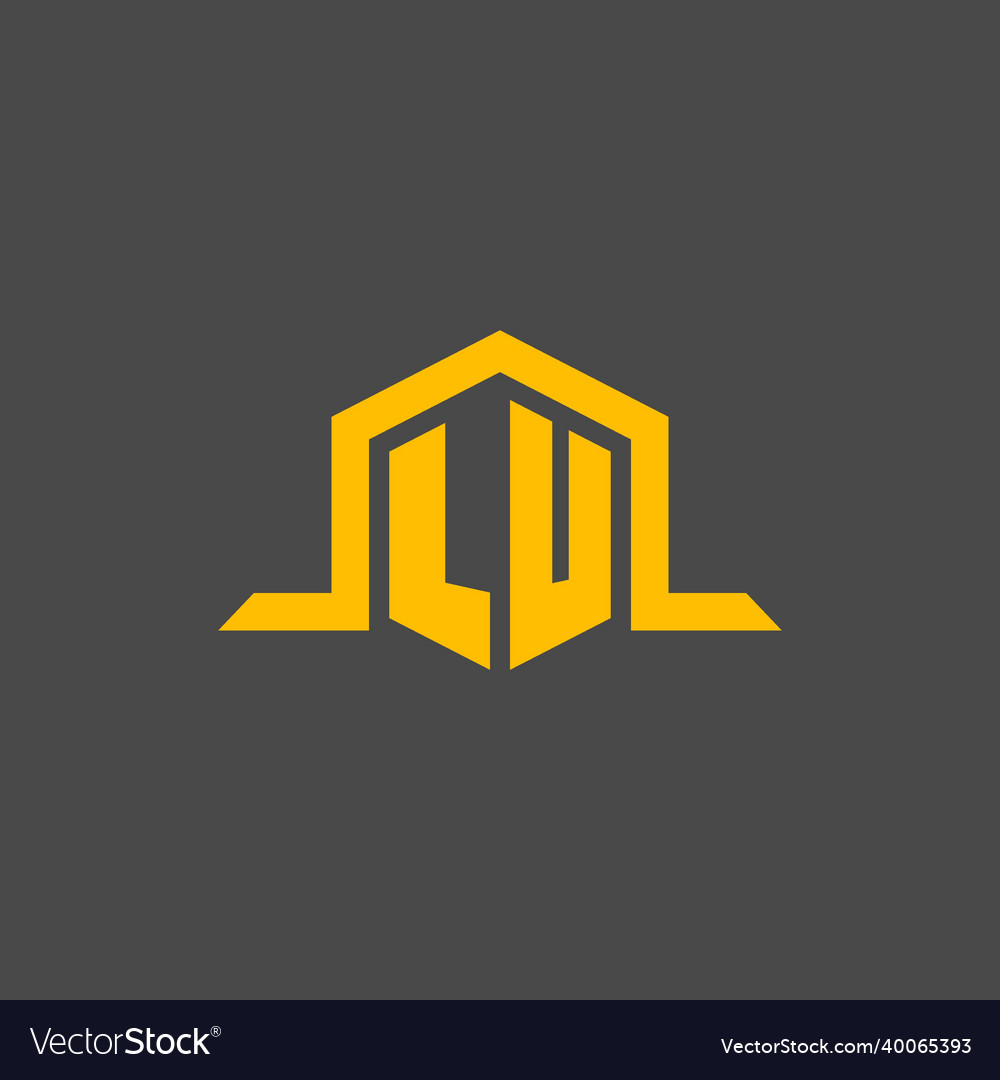 Lu monogram initial logo with hexagon style design