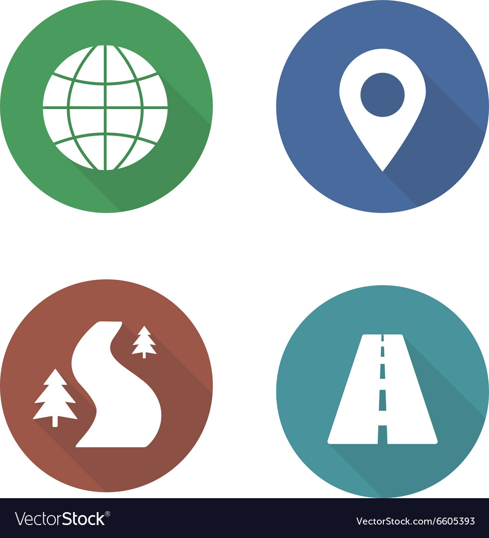 Map navigation flat design icons set