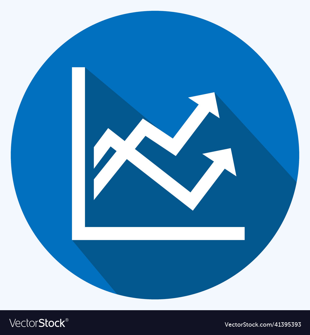 Multiple line graph icon in trendy long shadow vector image Multiple line graph icon in trendy long shadow
