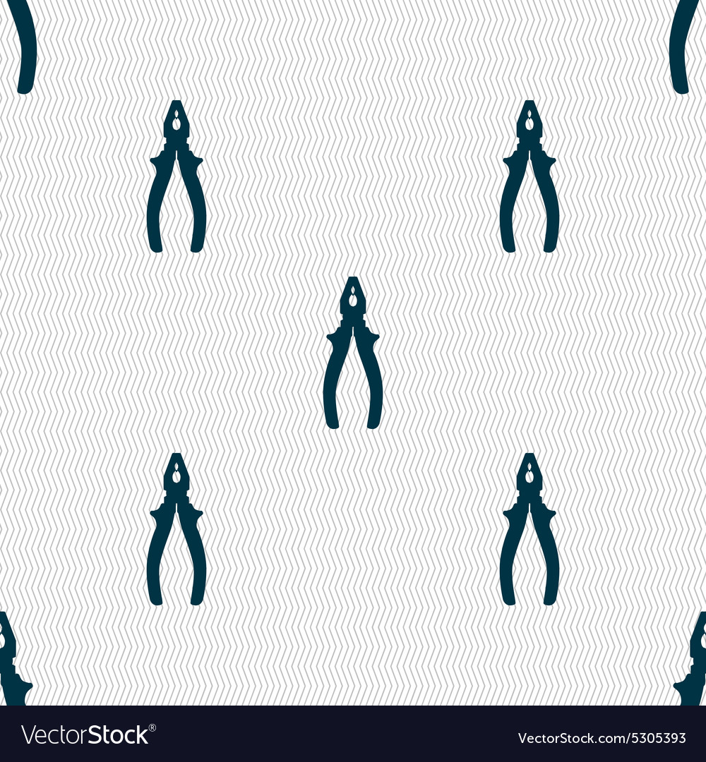 Pliers icon sign seamless pattern with geometric