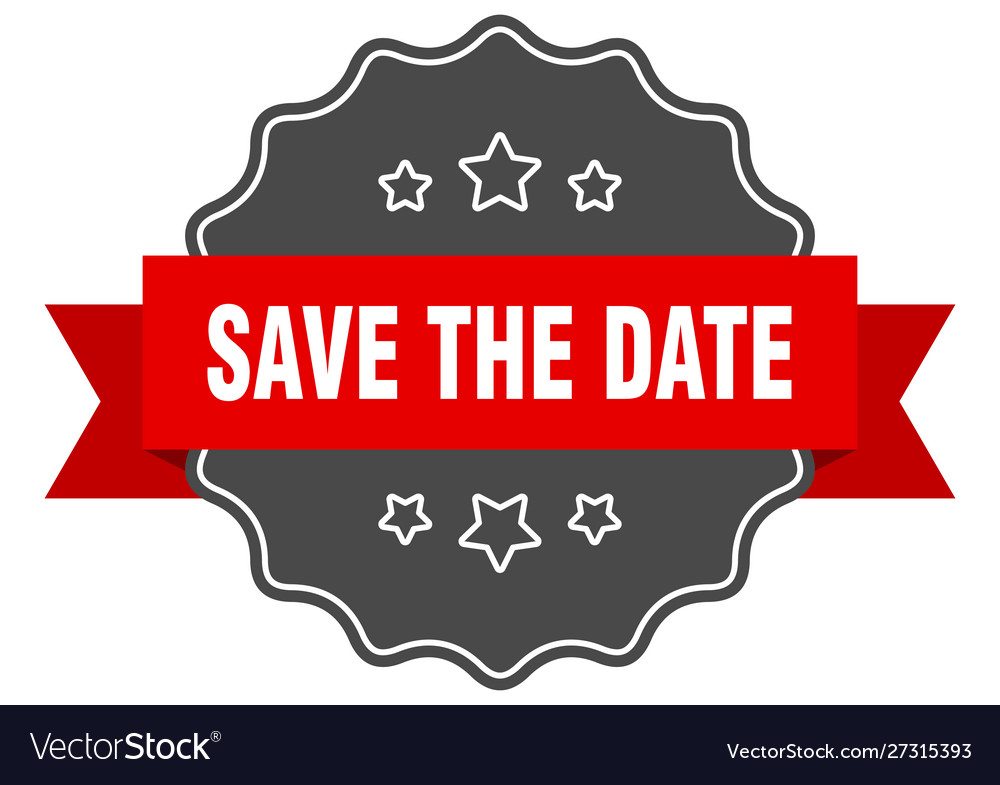 Save date red label isolated