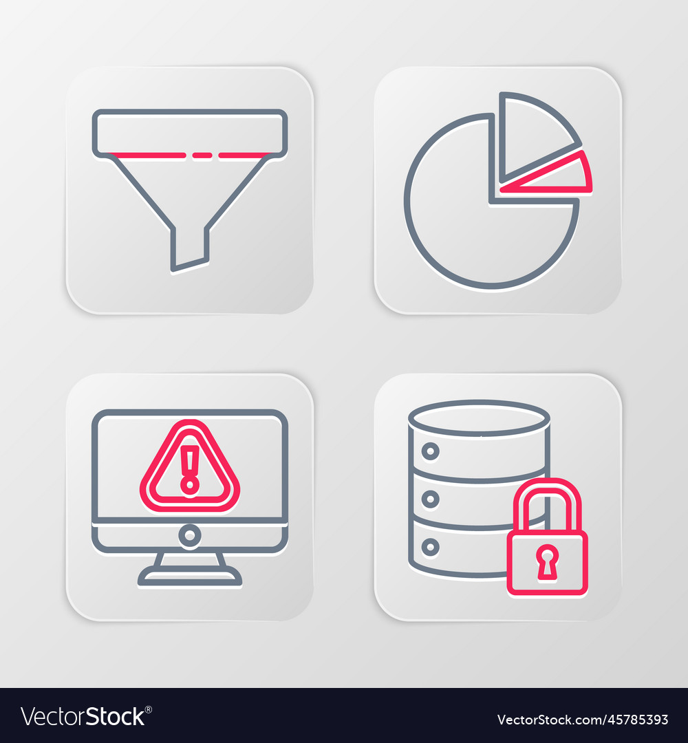 Set line server security with lock monitor vector image Set line server security with lock monitor