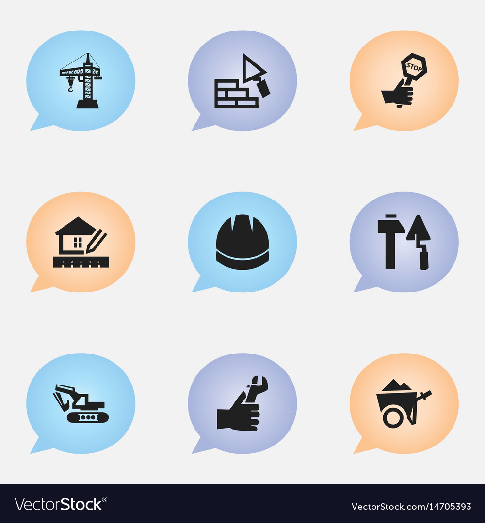 Set of 9 editable building icons includes symbols