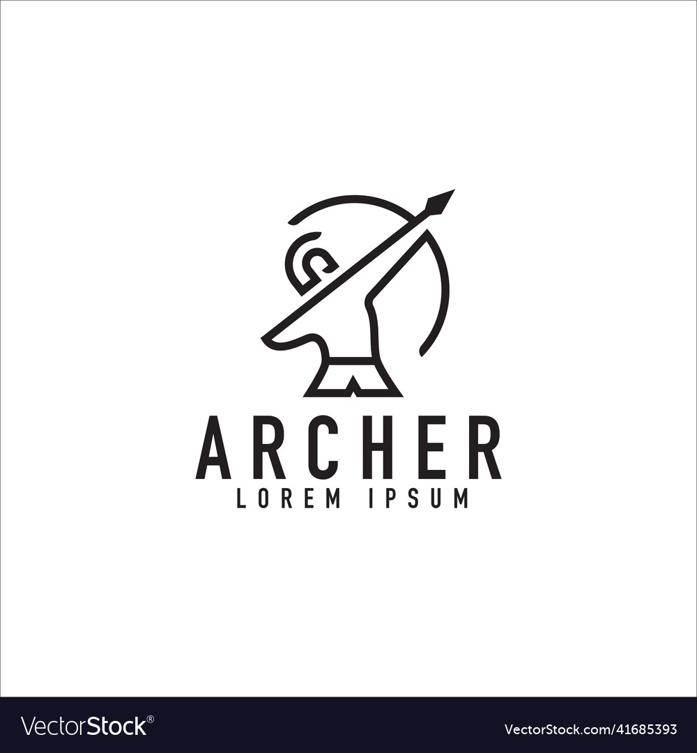 Simple outline archery logo design archer