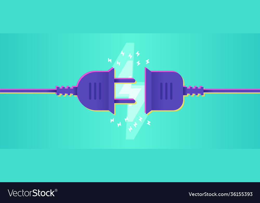Socket and plug 404 connection error cable vector image Socket and plug 404 connection error cable